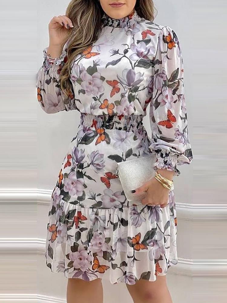 Women's Dresses Flower Lantern Sleeve Ruffled Mini Dress - Mini Dresses - INS | Online Fashion Free Shipping Clothing, Dresses, Tops, Shoes - 12/11/2021 - 30-40 - color-one-set5-pcs