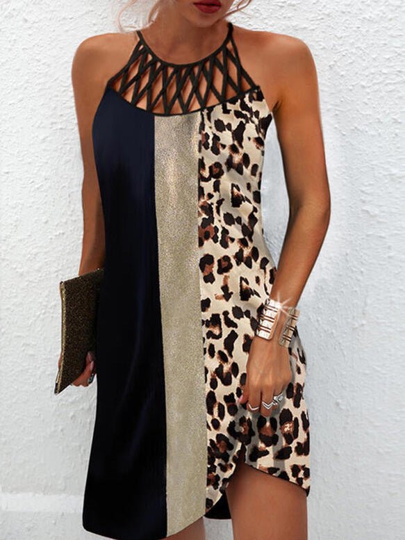 Women's Dresses Halterneck Print Sleeveless Dress - Mini Dresses - Instastyled | Online Fashion Free Shipping Clothing, Dresses, Tops, Shoes - 16/02/2022 - 20-30 - color-blue