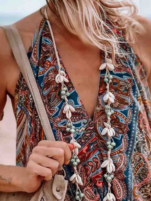 Women's Dresses Halterneck V-Neck Boho Print Dress - Maxi Dresses - Instastyled | Online Fashion Free Shipping Clothing, Dresses, Tops, Shoes - 25/02/2022 - 40-50 - color-red