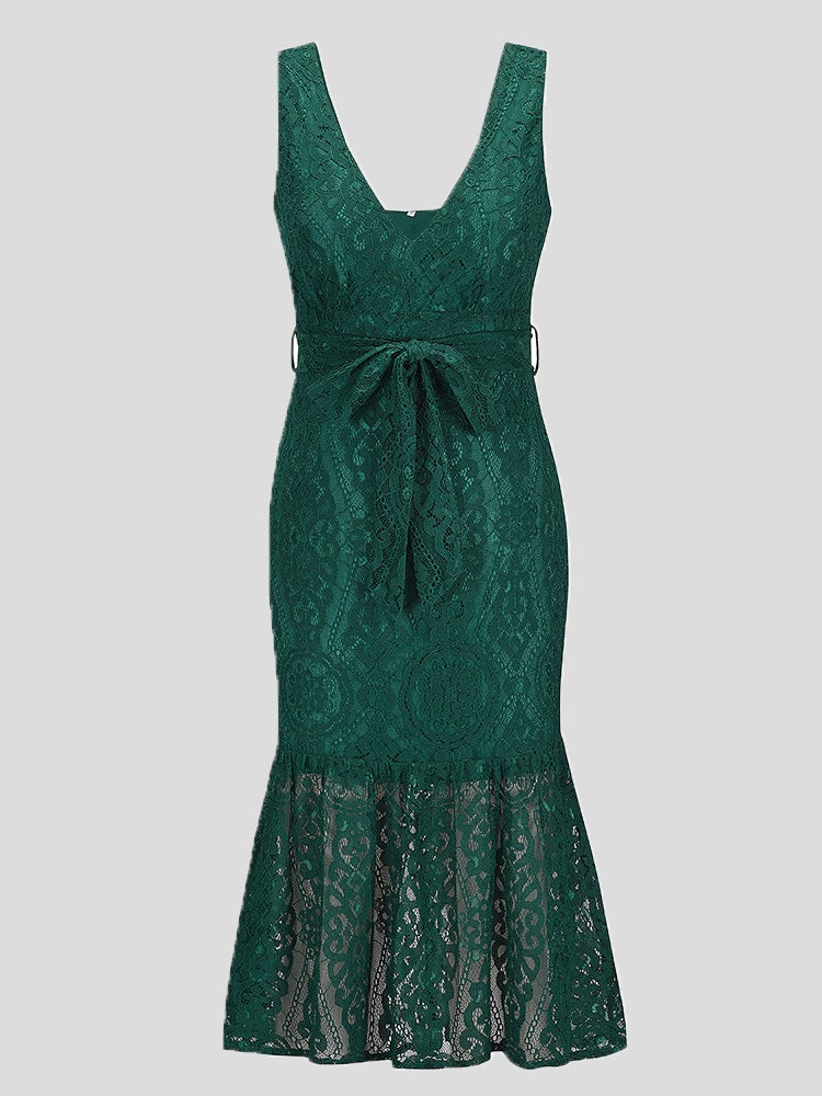 Women's Dresses Lace Deep V-Neck Sleeveless Sling Dress - Midi Dresses - Instastyled | Online Fashion Free Shipping Clothing, Dresses, Tops, Shoes - 24/12/2021 - 40-50 - color-blue