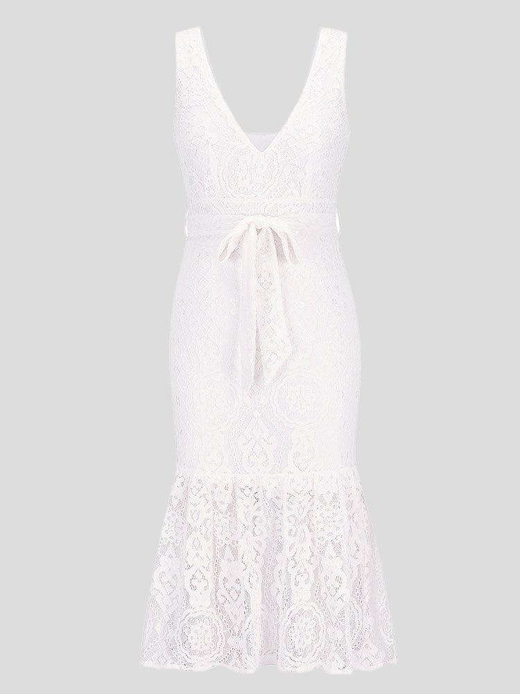 Women's Dresses Lace Deep V-Neck Sleeveless Sling Dress - Midi Dresses - Instastyled | Online Fashion Free Shipping Clothing, Dresses, Tops, Shoes - 24/12/2021 - 40-50 - color-blue