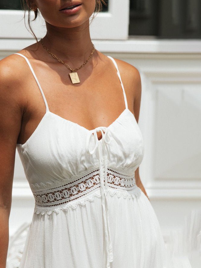Women's Dresses Lace Hollow Bare Back Suspender Dress - Maxi Dresses - Instastyled | Online Fashion Free Shipping Clothing, Dresses, Tops, Shoes - 09/02/2022 - 40-50 - color-white