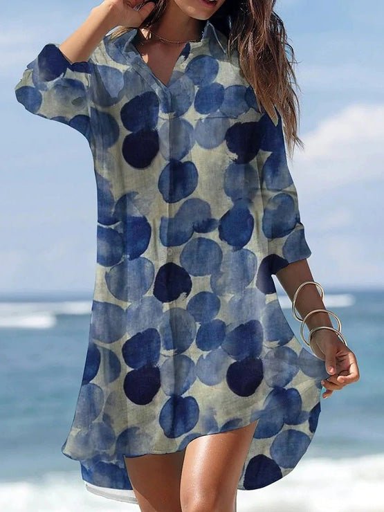 Women's Dresses Loose Printed Long Sleeve Irregular Shirt Dress - Mini Dresses - Instastyled | Online Fashion Free Shipping Clothing, Dresses, Tops, Shoes - 14/02/2022 - 40-50 - Casual Dresses