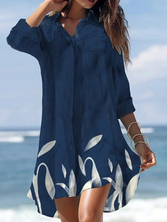 Women's Dresses Loose Printed Long Sleeve Irregular Shirt Dress - Mini Dresses - Instastyled | Online Fashion Free Shipping Clothing, Dresses, Tops, Shoes - 14/02/2022 - 40-50 - Casual Dresses