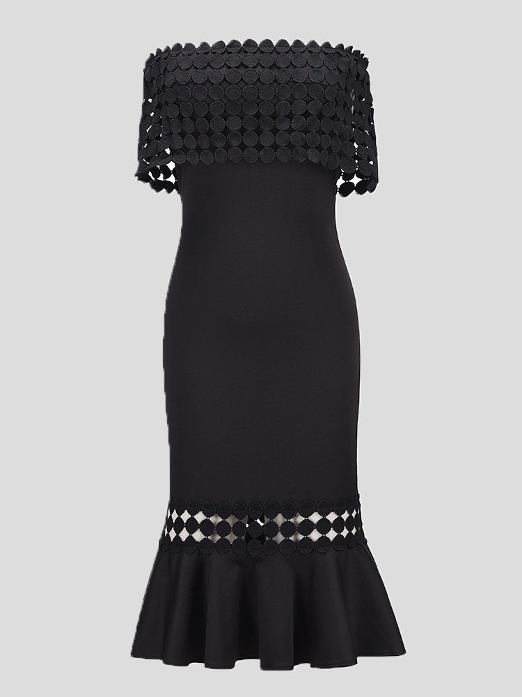 Women's Dresses One-Shoulder Hollow Fishtail Dress - Midi Dresses - Instastyled | Online Fashion Free Shipping Clothing, Dresses, Tops, Shoes - 17/01/2022 - 40-50 - Bodycon Dresses