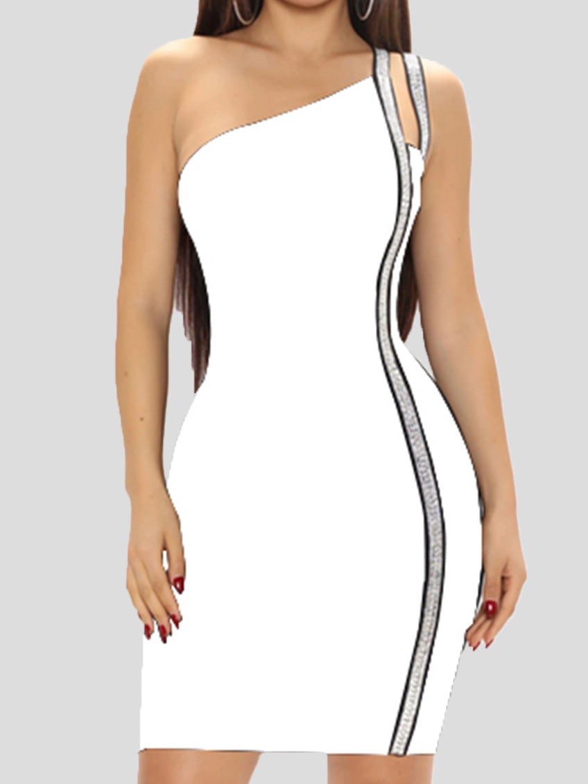 Women's Dresses One Shoulder Strap Hollow Bodycon Dresses - Mini Dresses - Instastyled | Online Fashion Free Shipping Clothing, Dresses, Tops, Shoes - 17/01/2022 - 20-30 - Bodycon Dresses