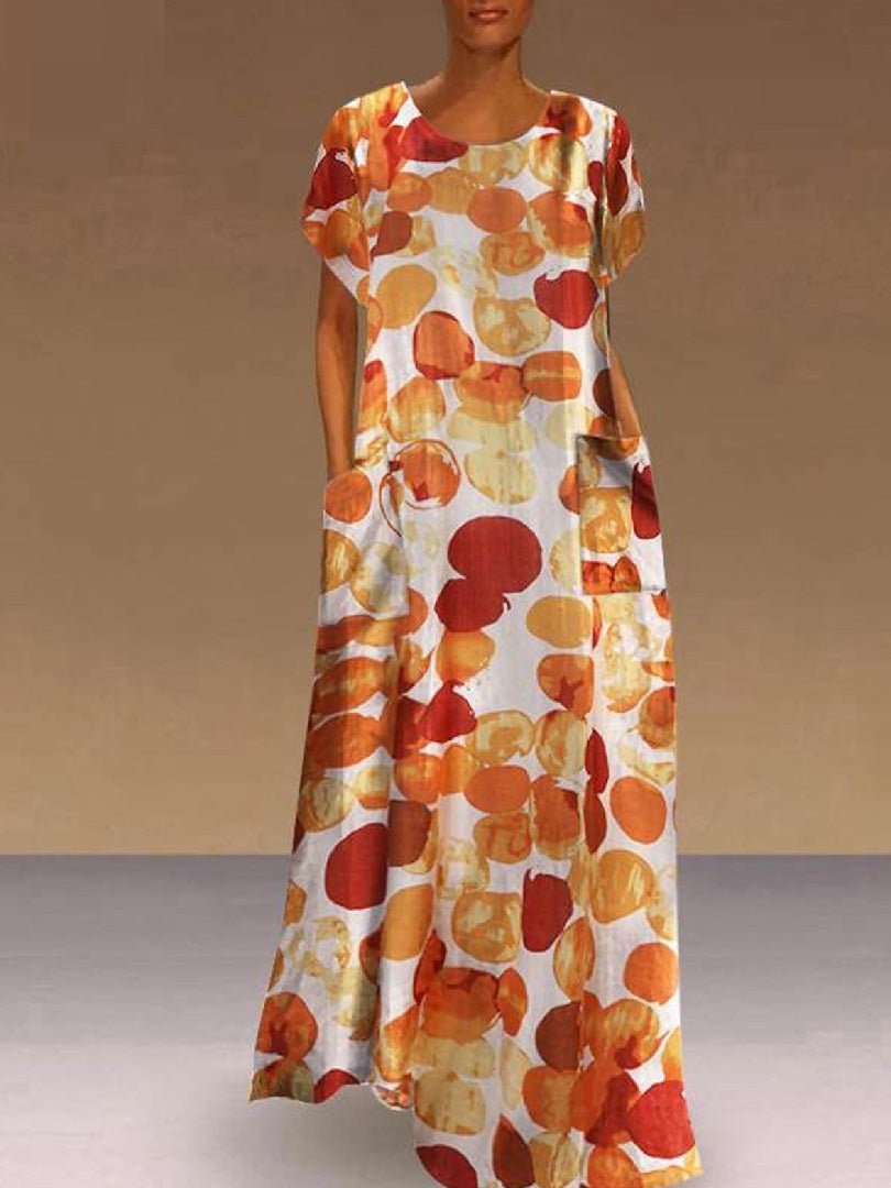 Women's Dresses Printed Crew Neck Short Sleeve Pocket Dress - Maxi Dresses - Instastyled | Online Fashion Free Shipping Clothing, Dresses, Tops, Shoes - 20-30 - 23/02/2022 - Casual Dresses