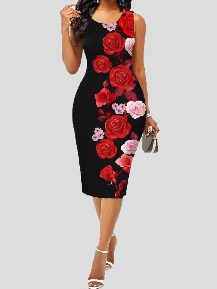 Women's Dresses Printed Sleeveless Slim Fit Dress - Maxi Dresses - Instastyled | Online Fashion Free Shipping Clothing, Dresses, Tops, Shoes - 20-30 - 28/02/2022 - color-black