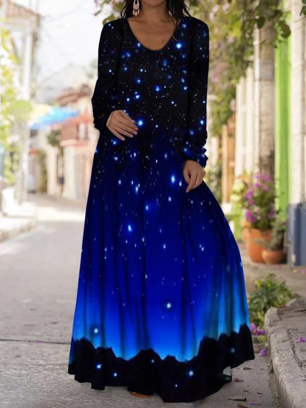 Women's Dresses Printed V-Neck Long Sleeve Casual Dress - Maxi Dresses - INS | Online Fashion Free Shipping Clothing, Dresses, Tops, Shoes - 15/09/2021 - 20-30 - Category_Maxi Dresses