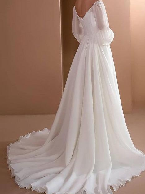 Women's Dresses Pure Boat Neck Slim Long Sleeve Dress - Maxi Dresses - INS | Online Fashion Free Shipping Clothing, Dresses, Tops, Shoes - 29/11/2021 - color-white - Color_White