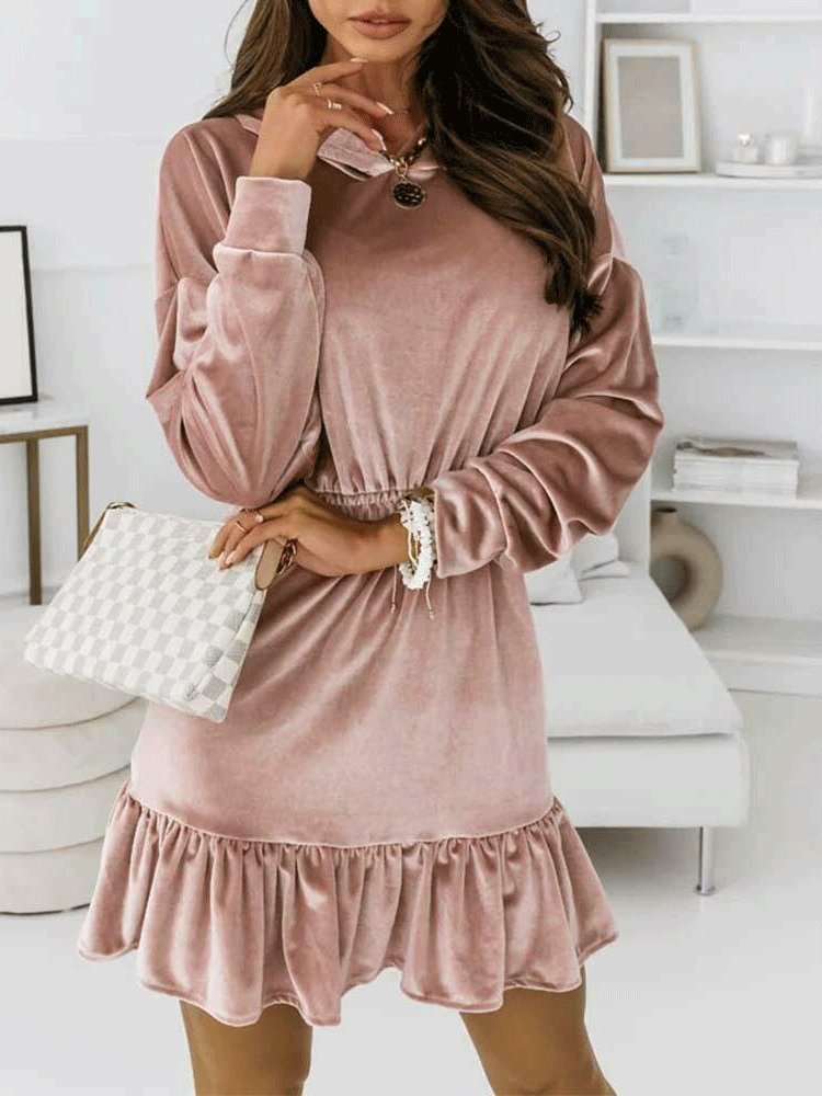 Women's Dresses Pure Velvet Hooded Long Sleeve Dress - Mini Dresses - INS | Online Fashion Free Shipping Clothing, Dresses, Tops, Shoes - 09/11/2021 - 20-30 - color-beige