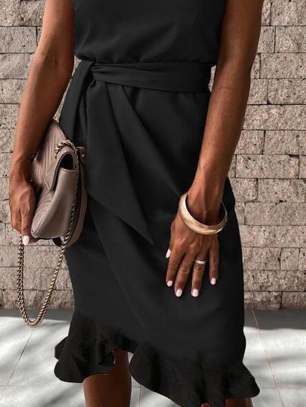 Women's Dresses Ruffled Sleeveless Strapless Tight Dress - Midi Dresses - INS | Online Fashion Free Shipping Clothing, Dresses, Tops, Shoes - 18/09/2021 - 30-40 - Category_Midi Dresses