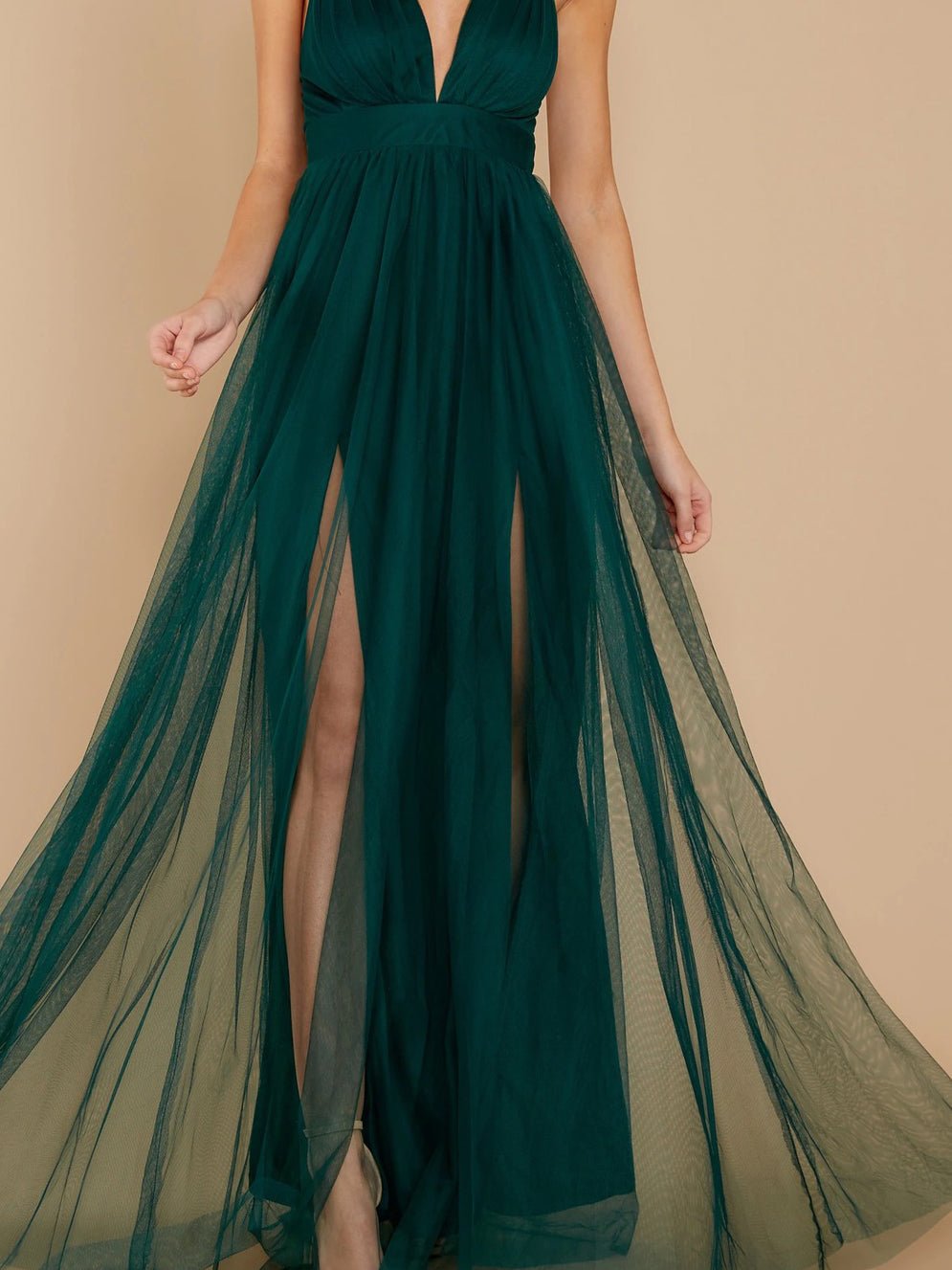 Women's Dresses Sling Deep V Neck Mesh Slit Dress - Maxi Dresses - Instastyled | Online Fashion Free Shipping Clothing, Dresses, Tops, Shoes - 09/02/2022 - 40-50 - color-armygreen