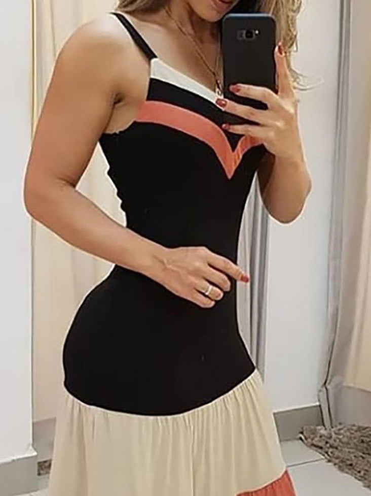 Women's Dresses Sling Multicolor Striped Maxi Dress - Maxi Dresses - Instastyled | Online Fashion Free Shipping Clothing, Dresses, Tops, Shoes - 11/01/2022 - 30-40 - color-black