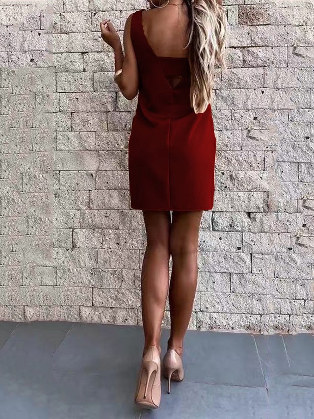 Women's Dresses Solid Crew Neck Bare Back Sleeveless Dress - Mini Dresses - Instastyled | Online Fashion Free Shipping Clothing, Dresses, Tops, Shoes - 17/01/2022 - 20-30 - Casual Dresses