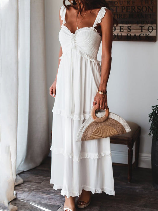 Women's Dresses Solid Fungus Edge Suspender Dress - Maxi Dresses - Instastyled | Online Fashion Free Shipping Clothing, Dresses, Tops, Shoes - 17/02/2022 - 40-50 - color-red