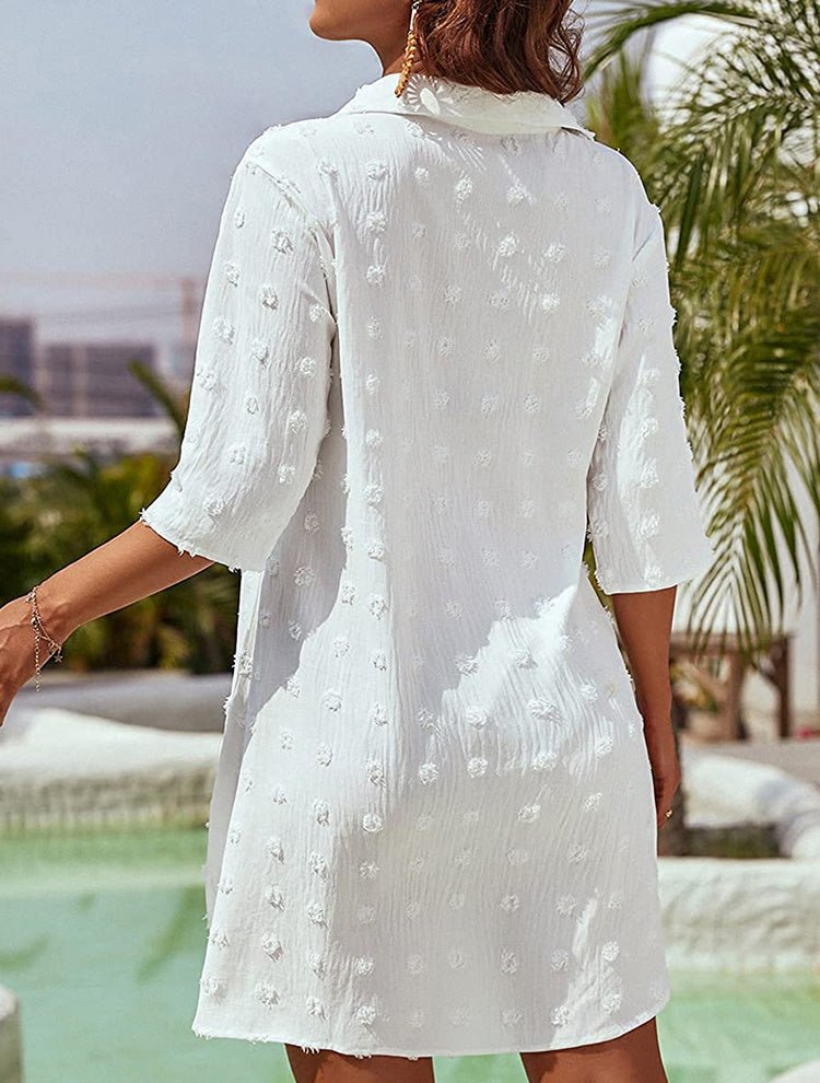 Women's Dresses Solid Jacquard V-Neck Slit Long Sleeve Dress - Mini Dresses - Instastyled | Online Fashion Free Shipping Clothing, Dresses, Tops, Shoes - 23/02/2022 - 30-40 - color-black