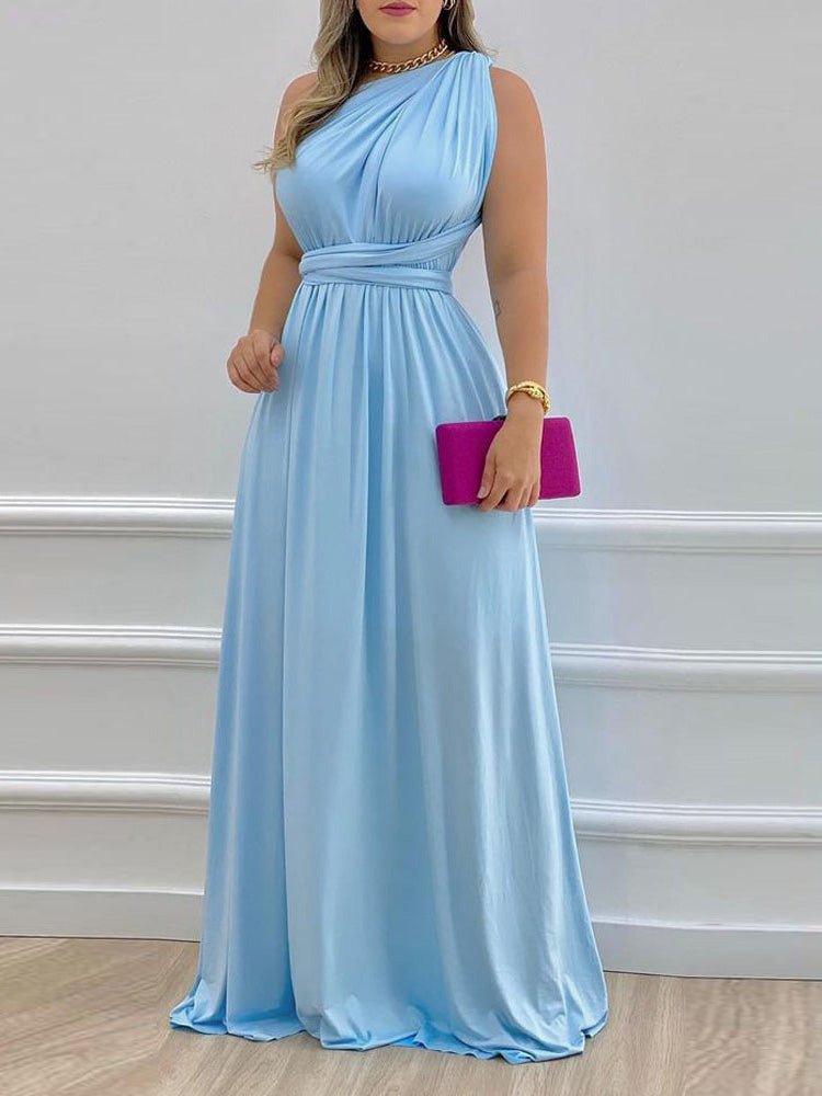 Women's Dresses Solid Sloping Shoulder Bare Back Dress - Maxi Dresses - Instastyled | Online Fashion Free Shipping Clothing, Dresses, Tops, Shoes - 15/02/2022 - color-blue - color-light-white