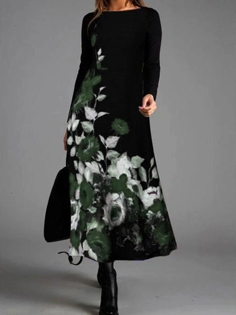 Women's Dresses Temperament Floral Print Long Sleeve Dress - Maxi Dresses - INS | Online Fashion Free Shipping Clothing, Dresses, Tops, Shoes - 16/09/2021 - 20-30 - Category_Maxi Dresses