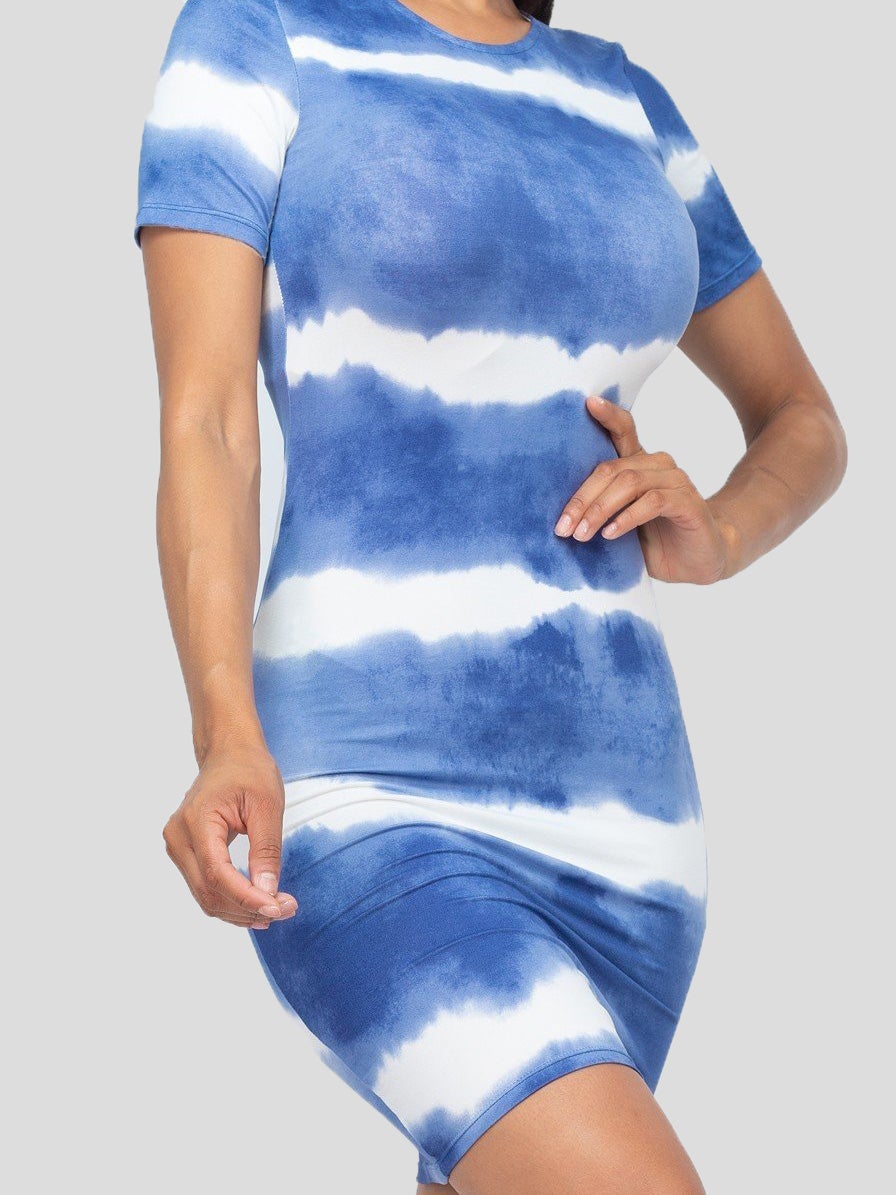 Women's Dresses Tie Dye Striped Short Sleeve Skinny Dress - Mini Dresses - Instastyled | Online Fashion Free Shipping Clothing, Dresses, Tops, Shoes - 20-30 - 20/01/2022 - Bodycon Dresses