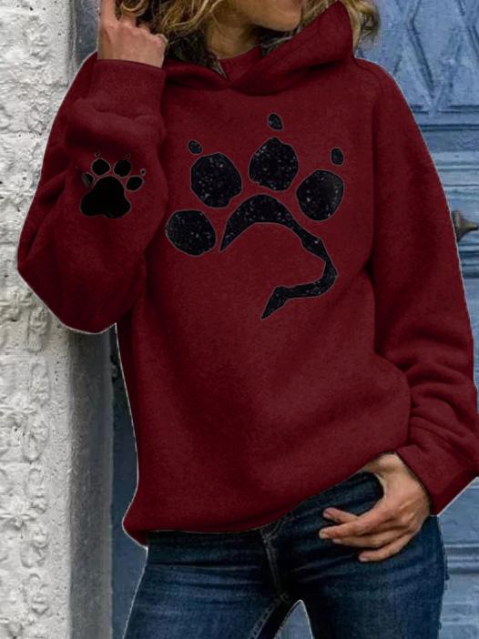 Women's Hoodies Cat Paw Print Long Sleeve Pullover Hoodie - Hoodies - INS | Online Fashion Free Shipping Clothing, Dresses, Tops, Shoes - 10-20 - 21/08/2021 - Category_Hoodies