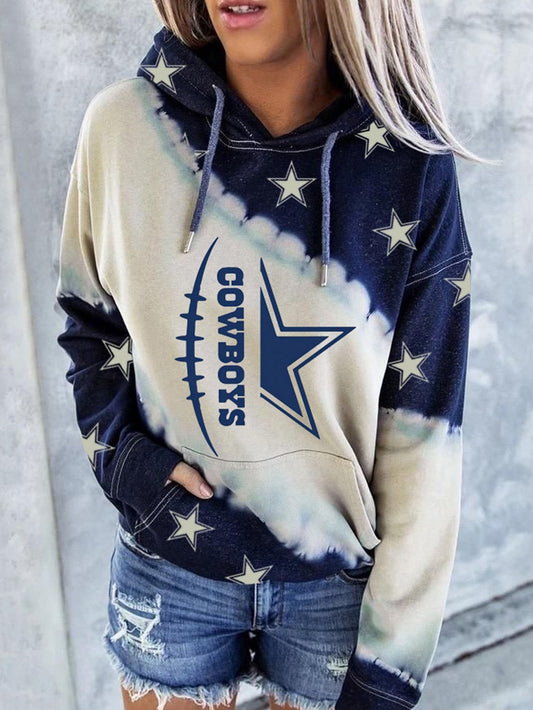 Women's Hoodies Contrast Star Print Pocket Long Sleeve Hoodie - Hoodies - Instastyled | Online Fashion Free Shipping Clothing, Dresses, Tops, Shoes - 14/12/2021 - 20-30 - color-blue