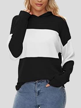Women's Hoodies Contrasting Long Sleeve Casual Hoodie - Hoodies - INS | Online Fashion Free Shipping Clothing, Dresses, Tops, Shoes - 06/11/2021 - 20-30 - color-black