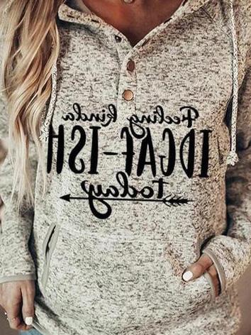Women's Hoodies Letter-Print Drawstring Button Hoodie - Hoodies - INS | Online Fashion Free Shipping Clothing, Dresses, Tops, Shoes - 19/08/2021 - 20-30 - Category_Hoodies