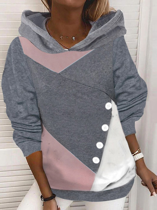 Women's Hoodies Loose Button Stitching Long Sleeve Hoodie - Hoodies - Instastyled | Online Fashion Free Shipping Clothing, Dresses, Tops, Shoes - 02/12/2021 - 20-30 - color-gray