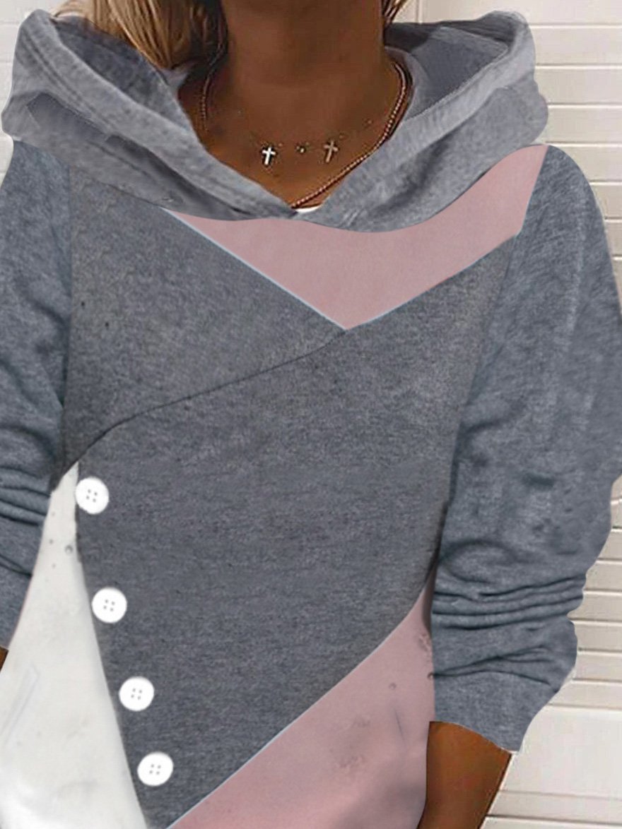 Women's Hoodies Loose Button Stitching Long Sleeve Hoodie - Hoodies - Instastyled | Online Fashion Free Shipping Clothing, Dresses, Tops, Shoes - 02/12/2021 - 20-30 - color-gray