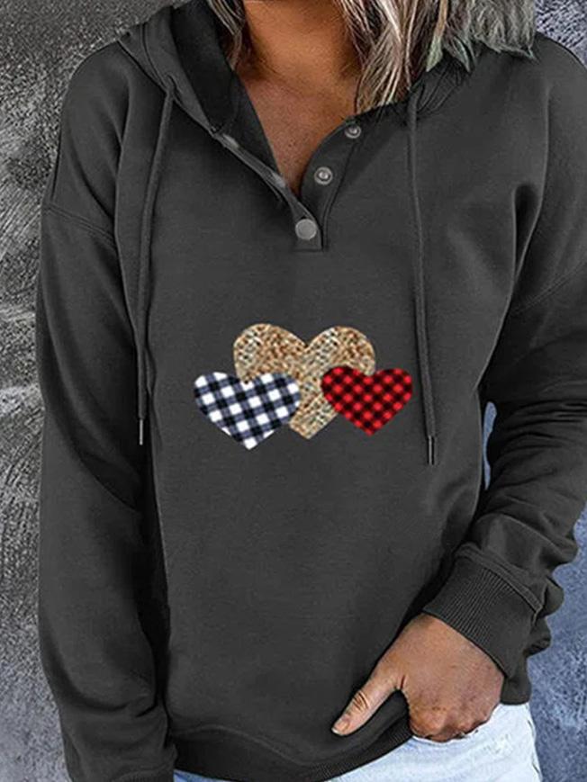 Women's Hoodies Love Print Drawstring Long Sleeve Hoodie - Hoodies - Instastyled | Online Fashion Free Shipping Clothing, Dresses, Tops, Shoes - 10/12/2021 - 20-30 - color-black