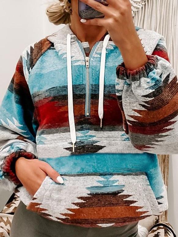 Women's Hoodies Polygonal Hood Rope Zipper V-Neck Hoody - Hoodies - INS | Online Fashion Free Shipping Clothing, Dresses, Tops, Shoes - 11/10/2021 - Color_Gray - HOO2110111185