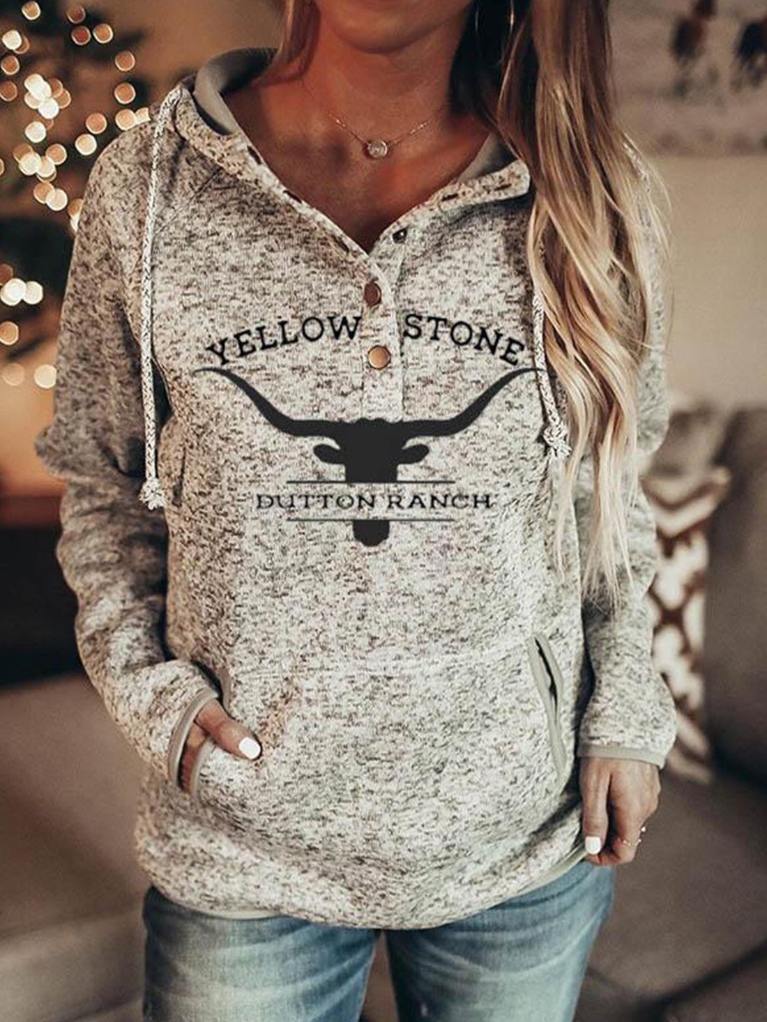 Women's Hoodies Printed Button Pocket Long Sleeve Hoodie - Hoodies - INS | Online Fashion Free Shipping Clothing, Dresses, Tops, Shoes - 16/11/2021 - 20-30 - color-black