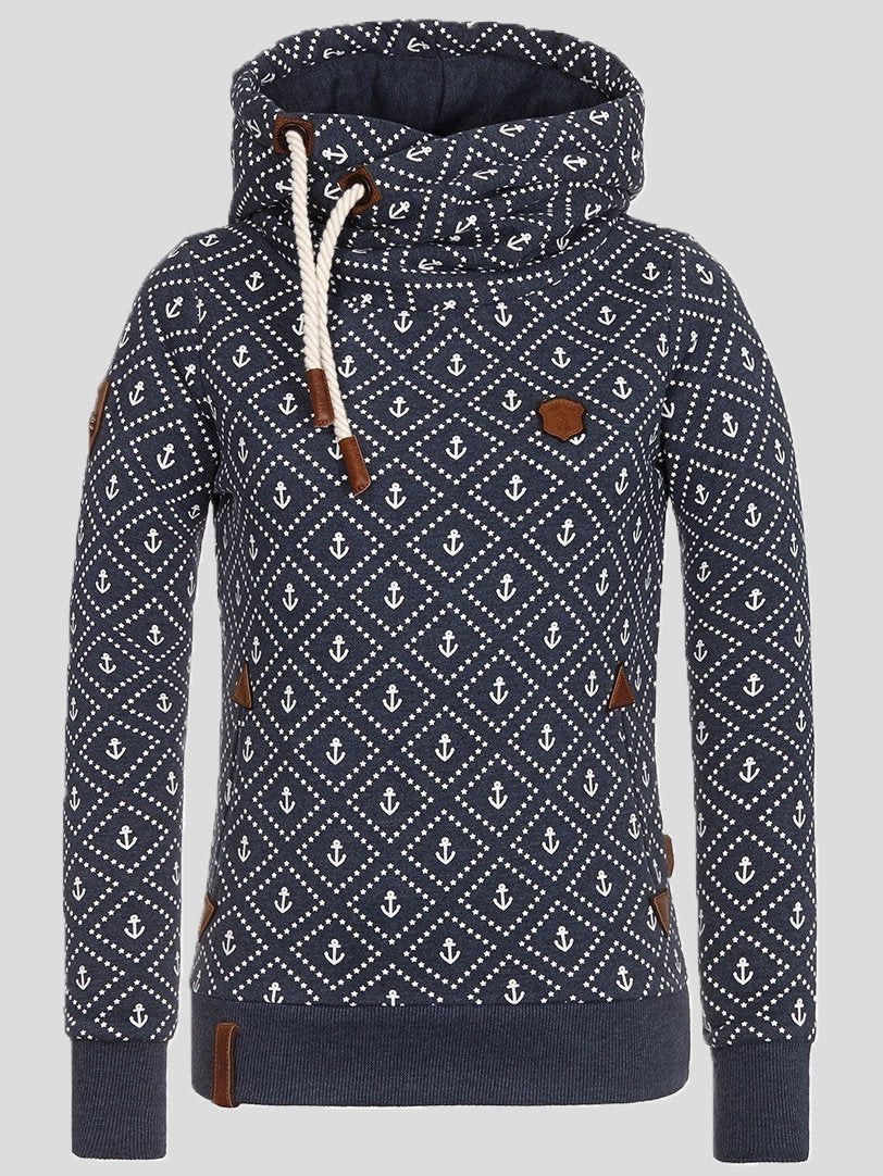 Women's Hoodies Printed Pocket Drawstring Long Sleeve Hoodie - Hoodies - Instastyled | Online Fashion Free Shipping Clothing, Dresses, Tops, Shoes - 08/12/2021 - 20-30 - color-blue