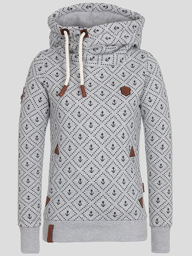 Women's Hoodies Printed Pocket Drawstring Long Sleeve Hoodie - Hoodies - Instastyled | Online Fashion Free Shipping Clothing, Dresses, Tops, Shoes - 08/12/2021 - 20-30 - color-blue