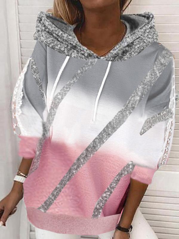 Women's Hoodies Sequin Print Drawstring Long Sleeve Hoody - Hoodies - INS | Online Fashion Free Shipping Clothing, Dresses, Tops, Shoes - 01/12/2021 - 20-30 - color-multi