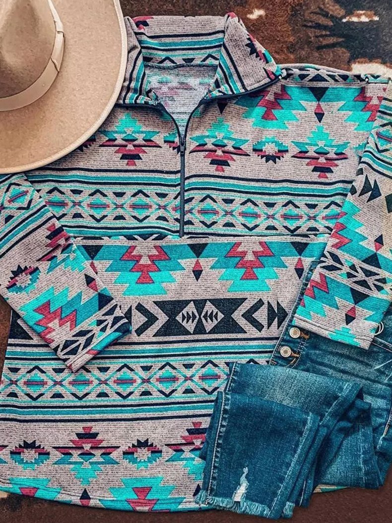 Women's Hoodies Stand Collar Zip Pattern Long Sleeve Hoodie - Hoodies - INS | Online Fashion Free Shipping Clothing, Dresses, Tops, Shoes - 20-30 - 22/10/2021 - color-multi