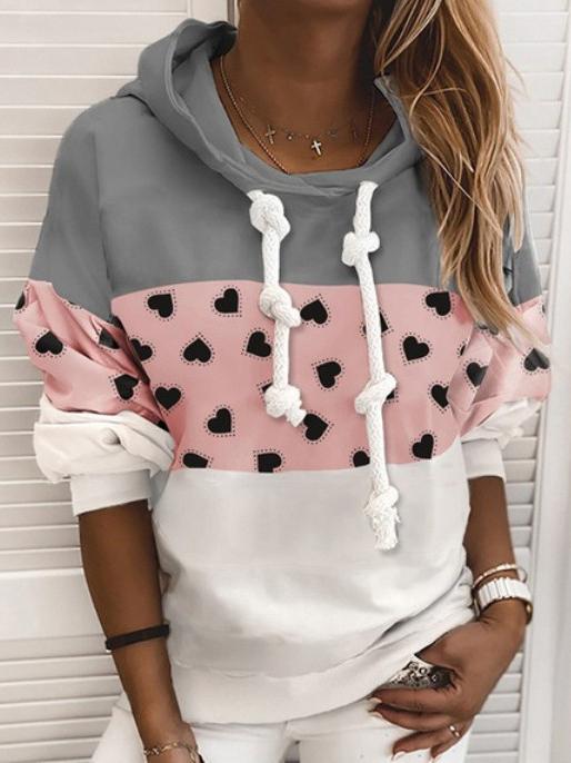 Women's Hoodies Three-Color Stitching Drawstring Long Sleeve Hoody - Hoodies - Instastyled | Online Fashion Free Shipping Clothing, Dresses, Tops, Shoes - 08/12/2021 - 20-30 - color-gray