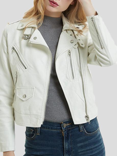 Women's Jackets Lapel Collar Button Motorcycle PU Short Leather Jacket - Coats & Jackets - INS | Online Fashion Free Shipping Clothing, Dresses, Tops, Shoes - 29/11/2021 - Coats & Jackets - color-black