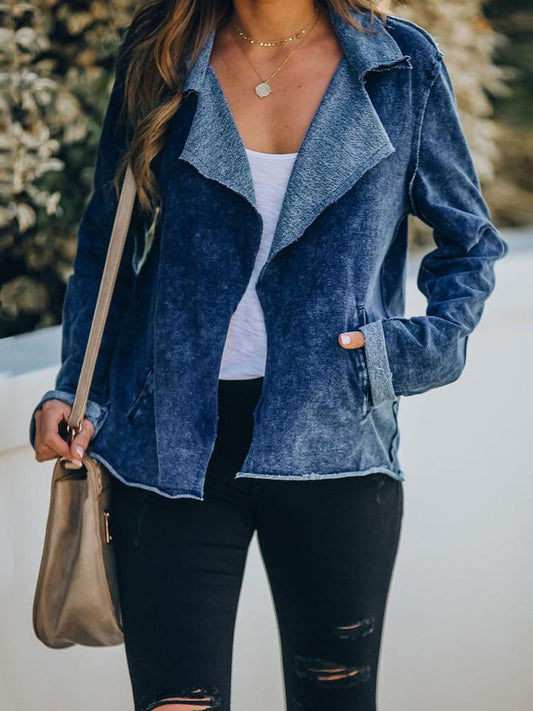 Women's Jackets Lapel Pocket Long Sleeve Denim Jacket - Coats & Jackets - Instastyled | Online Fashion Free Shipping Clothing, Dresses, Tops, Shoes - 02/12/2021 - 40-50 - Coats & Jackets