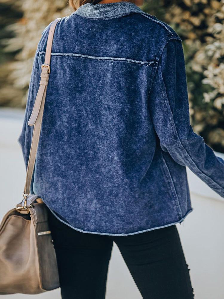 Women's Jackets Lapel Pocket Long Sleeve Denim Jacket - Coats & Jackets - Instastyled | Online Fashion Free Shipping Clothing, Dresses, Tops, Shoes - 02/12/2021 - 40-50 - Coats & Jackets