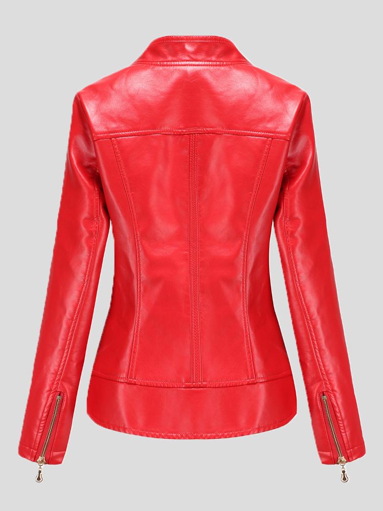 Women's Jackets Lapel Zipper Pu Jacket Small Coat - Coats & Jackets - INS | Online Fashion Free Shipping Clothing, Dresses, Tops, Shoes - 26/08/2021 - Coats & Jackets - color-black