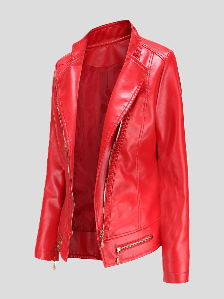 Women's Jackets Lapel Zipper Pu Jacket Small Coat - Coats & Jackets - INS | Online Fashion Free Shipping Clothing, Dresses, Tops, Shoes - 26/08/2021 - Coats & Jackets - color-black