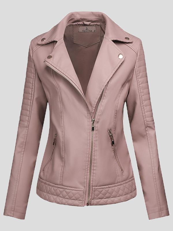Women's Jackets Pu Temperament Lapel Zipper Short Jacket - Coats & Jackets - INS | Online Fashion Free Shipping Clothing, Dresses, Tops, Shoes - 27/08/2021 - Coats & Jackets - color-black