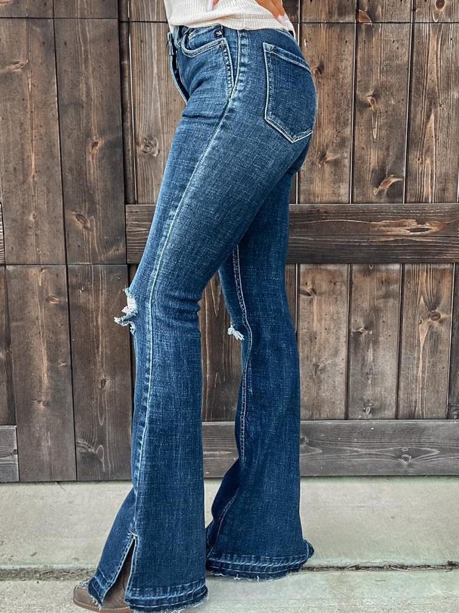 Women's Jeans Ripped High-Rise Split Bootcut Jeans - Jeans - Instastyled | Online Fashion Free Shipping Clothing, Dresses, Tops, Shoes - 09/12/2021 - 30-40 - Bottoms
