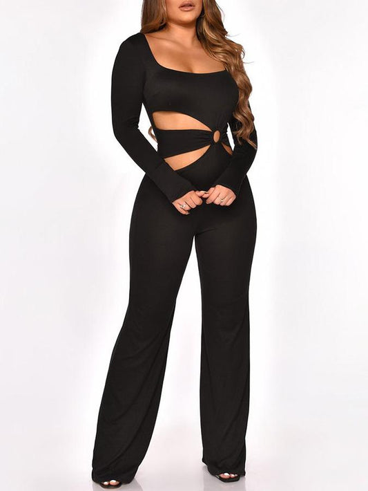 Women's Jumpsuits Long Sleeve Cut-Waist Skinny Jumpsuit - Jumpsuits & Rompers - INS | Online Fashion Free Shipping Clothing, Dresses, Tops, Shoes - 02/09/2021 - 30-40 - Bottom