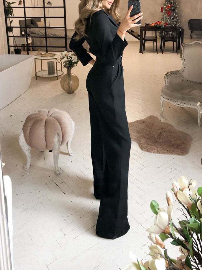 Women's Jumpsuits Solid Long Sleeve Slim Fit Jumpsuit - Jumpsuits & Rompers - INS | Online Fashion Free Shipping Clothing, Dresses, Tops, Shoes - 21/08/2021 - 40-50 - Bottom