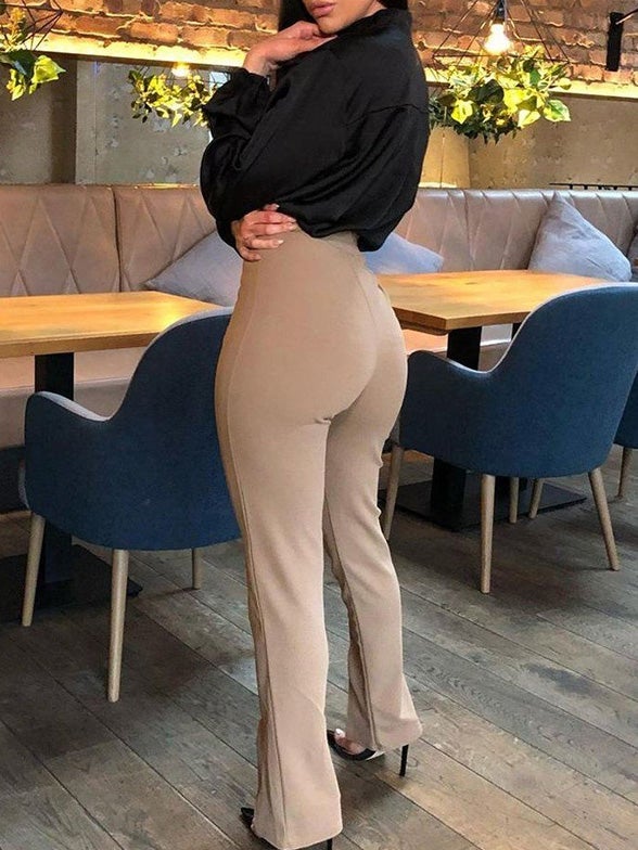 Women's Pants Casual Solid High Waist Slim Slit Pants - Pants - Instastyled | Online Fashion Free Shipping Clothing, Dresses, Tops, Shoes - 11/01/2022 - 30-40 - Bottoms