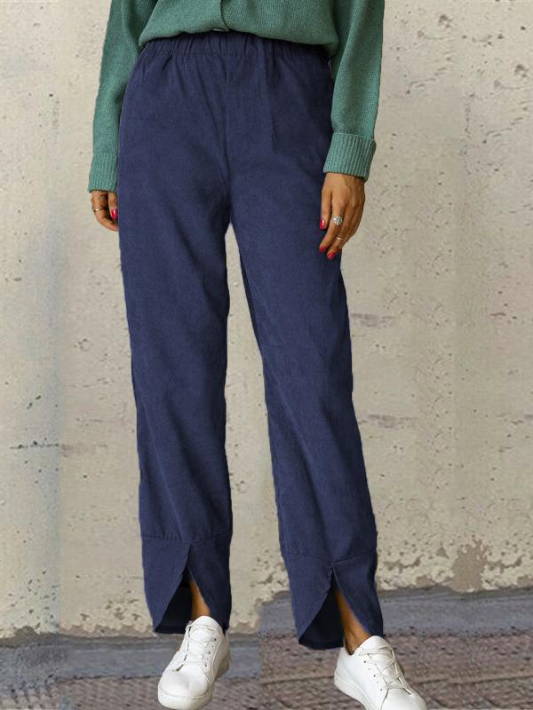 Women's Pants Corduroy Elastic Waist Straight-Leg Casual Pants - Pants - INS | Online Fashion Free Shipping Clothing, Dresses, Tops, Shoes - 20-30 - 25/10/2021 - Bottoms