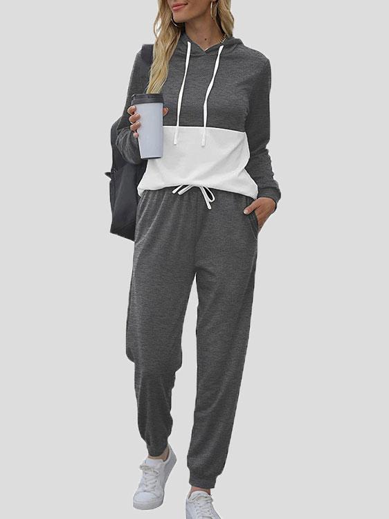 Women's Sets Colorblock Drawstring Hoodie & Lace-Up Trousers Two-Piece Suit - Sets - INS | Online Fashion Free Shipping Clothing, Dresses, Tops, Shoes - 08/11/2021 - 30-40 - Bottoms